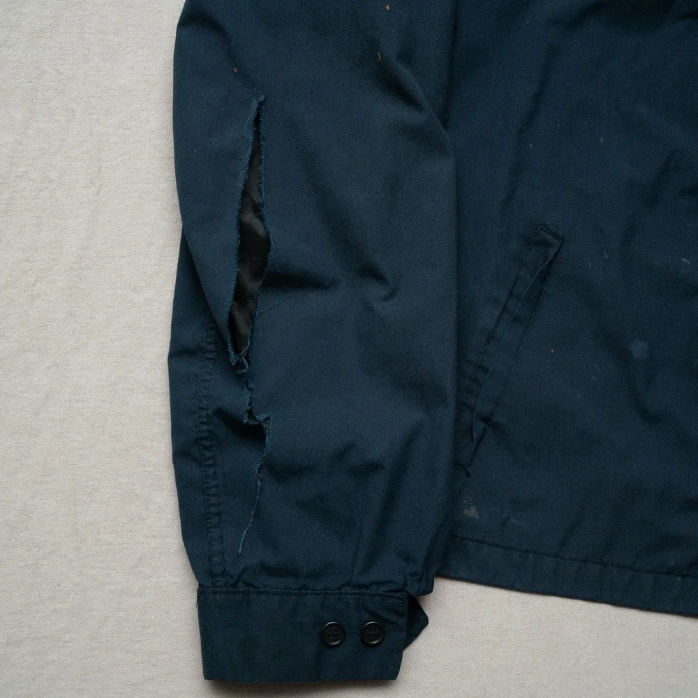 Vintage 60s 70s English Squire Thrashed‎ Cropped Work Jacket Talon Zip XXL